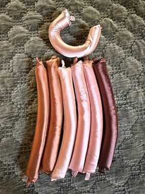 Kitsch Satin Heatless Hair Rollers Set of 7 Snap Curlers EUC